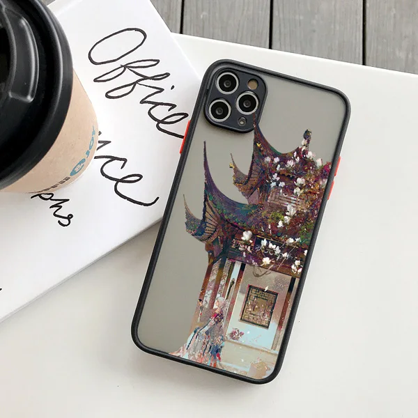 Cartoon Scenery Girl Phone Case For iphone 17 16 15 14 13 11 12 Pro Max Plus for iPhone X XR XS MAX Hard Shockproof Cover Funda