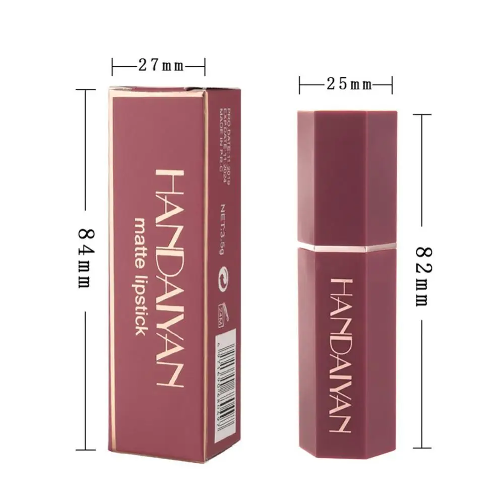 80% Hot Sale HANDAIYAn Matte Long Lasting Non Sticky Waterproof Lipstick Lip Gloss Cosmetic