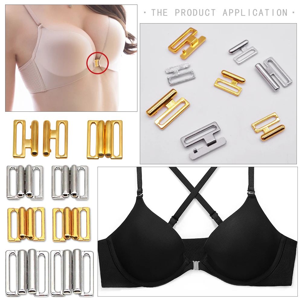 10pcs/lot 14mm/20mm Craft silver gold metal Rectangle Tape Closure Hook & Clasp Waist Extenders Sewing On Clothes Bra Clip Hooks