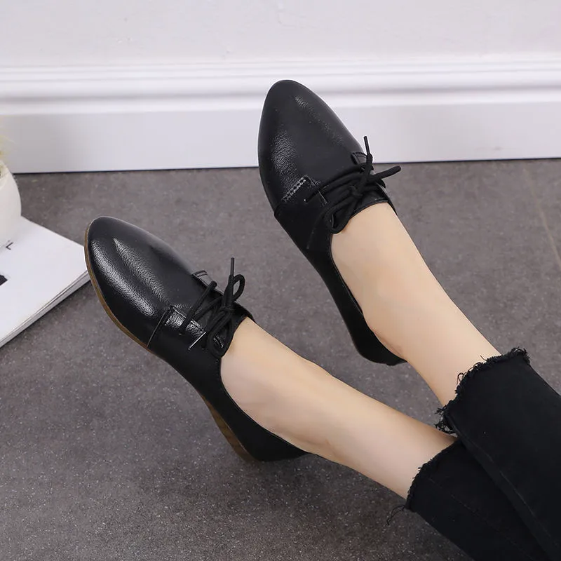 New Big Size 2021 Spring Women Flats Shoes Women Genuine Leather Flats Ladies Shoes Female Cutout Slip on Ballet Flat Loafers