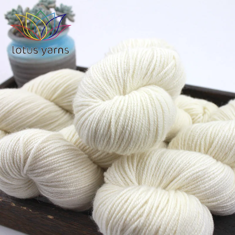 100g Hank Merino Cashmere Blended Yarn Undyed Hand Knitting Crochet Aran Weight Natural White