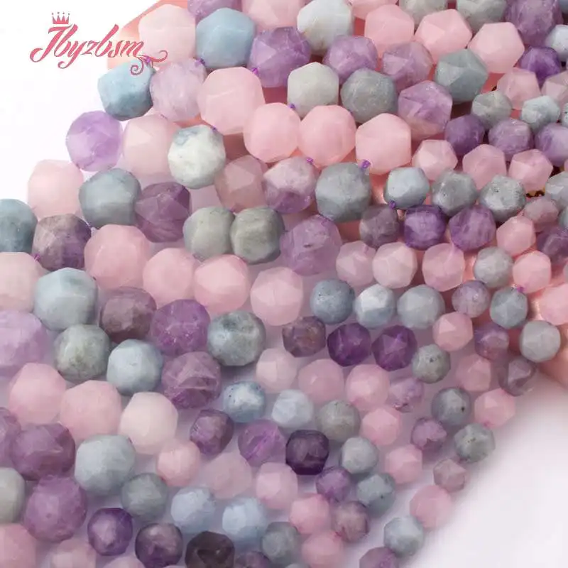 Natural Lavender Aquamarines Amethyst Quartz Faceted Stone Beads For Jewelry Making Strand 15\