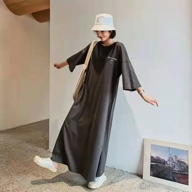 Plus Size 4XL 5XL Long Nightdress Women Summer Sleepwear Home Dressing Gown Loose Casual Short Sleeve Nightgown Cotton Nightwear