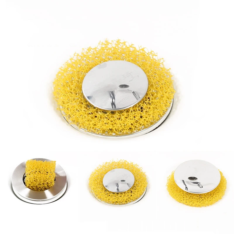 Bathroom Hair Sewer Filter Drain Cleaning Sponge Kitchen Sink Drain Filter Strainer Anti Clogging Floor Wig Removal Consumables