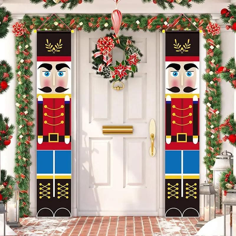 

Nutcracker Soldier Christmas Banner Decor For Home For Holiday Merry Christmas Happy New Year Door Decor