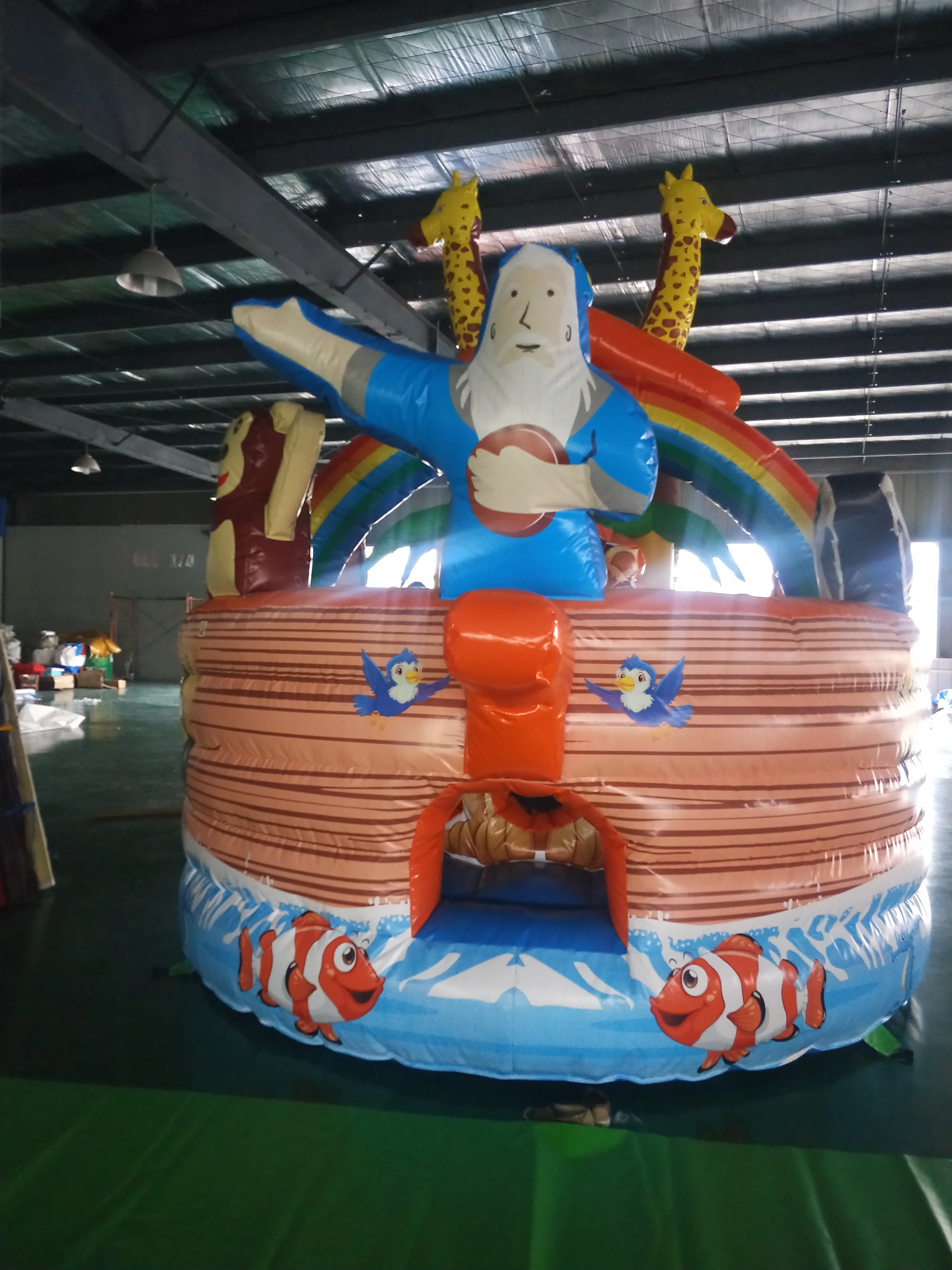 Latest Design Animal's House Topic  Ship Appearance Customized PVC Inflatable Bouncer Castle trampoline jumping house with slide