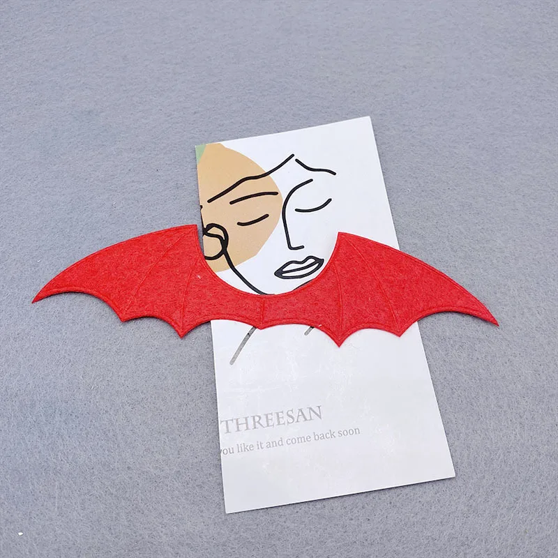 45 Stück/Los 15*4CM Filzstoff Dämonen-Fledermausflügel gepolsterte Applikationen für DIY Halloween-Kostüm Vampir-Haarspangen-Dekorationsaufnäher – Detail 2
