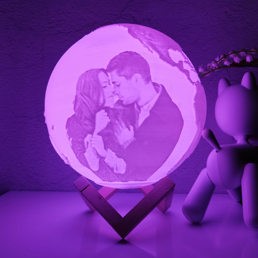 Photo Custom LED Light 3D Print Earth Lamp Bedroom Decor USB Rechargeable Night Lamp Home Party Holiday Decoration Xmas Gift