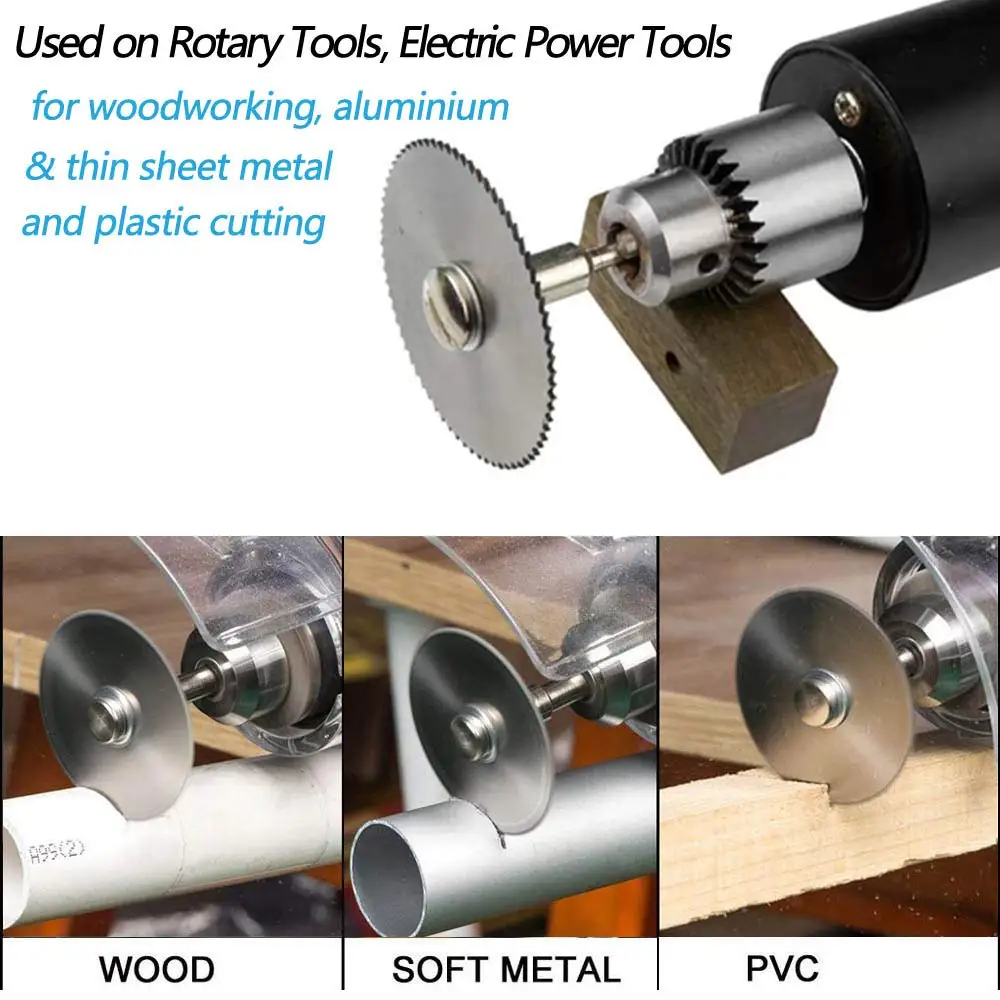 7Pcs 25/32/50 HSS Circular Saw Blade Rotary Tool For Dremel Metal Cutter Power Tool Set Wood Cutting Discs Drill Mandrel Cutoff