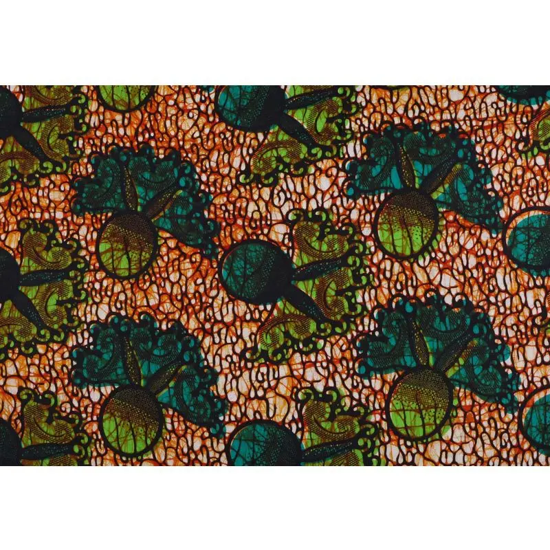 100% Cotton African Fabric Guaranteed Real  Wax 6yard/lot High Quality African Fabric Green Print