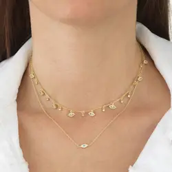 2026 New Fashion Lucky Micro Pave Cz Evil Eye Round Charm Choker Necklaces For Women Ladies Classic Wedding Party Jewelry Gifts