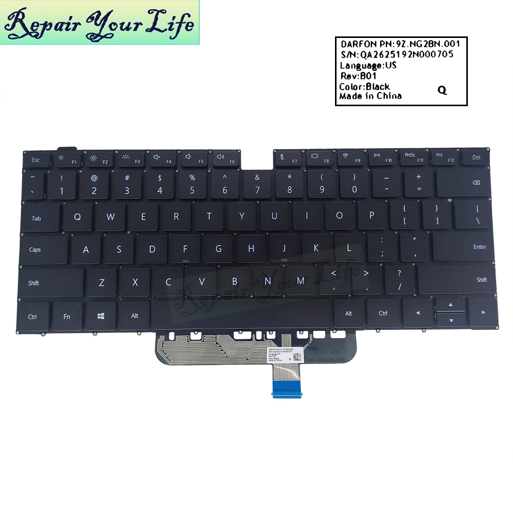 

New RU US English UK GB Russian Backlit Keyboard for Huawei MagicBook Pro HYLR-WFQ9 hlyl-wfq9 Laptop keyboards 9Z.NG2BN.001