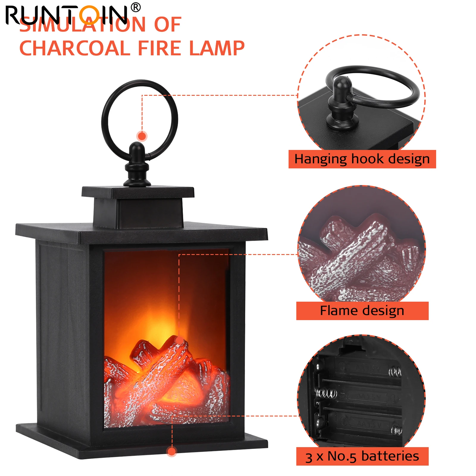 LED Simulated Fireplace Light Flame Lantern Lamps Creativity Effect Light AA Battery Courtyard Living Room Lawn Bedroom Terrace