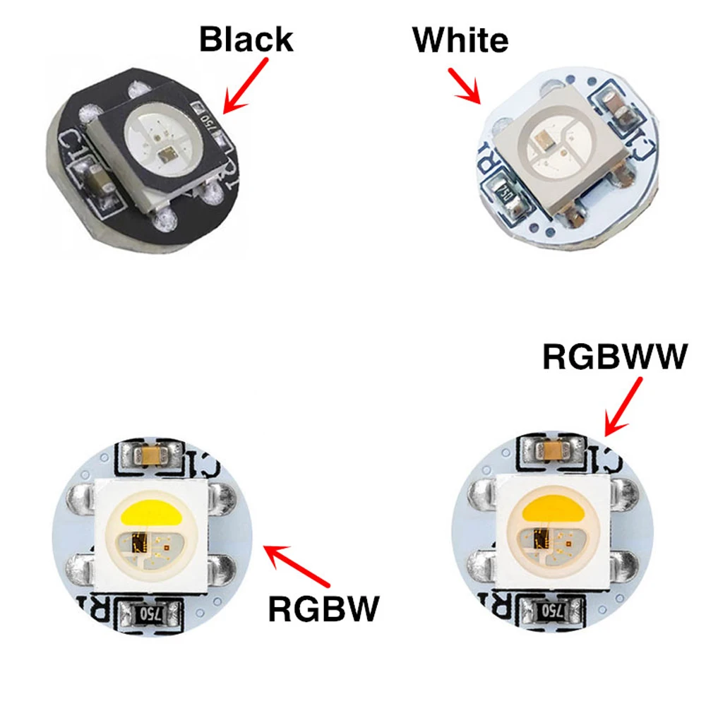 10-1000 Stuks WS2812B WS2812 SK6812 DC5V Led Chip 5050 Smd Rgb Rgbw Rgbww Zwart Wit Ronde Pcb Board heatsink WS2811 Ic Ingebouwde
