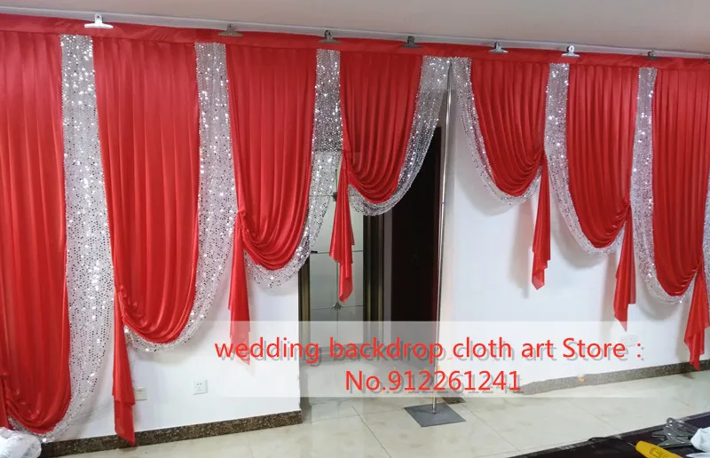 3 M*6 M  sequin swags of backcloth design wedding stylist swags for backdrop Party Curtain Celebration Stage design drapes