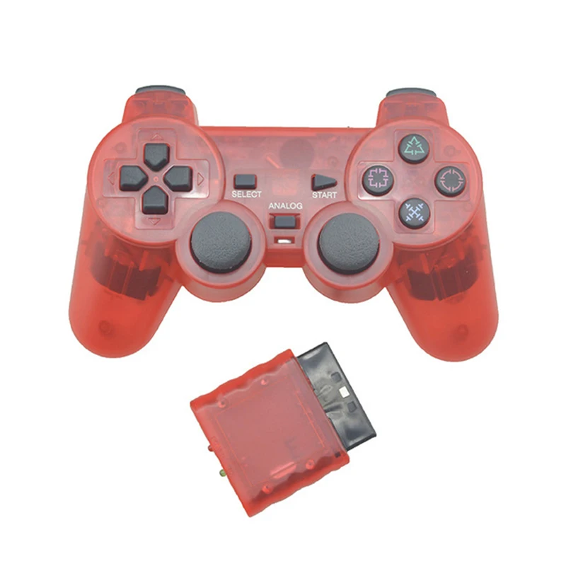 Transparante kleur draadloze gamepad voor PS2 2.4G vibratiejoystick Bluetooth-controller compatibel voor PlayStation 2 Joypad - afbeelding 1