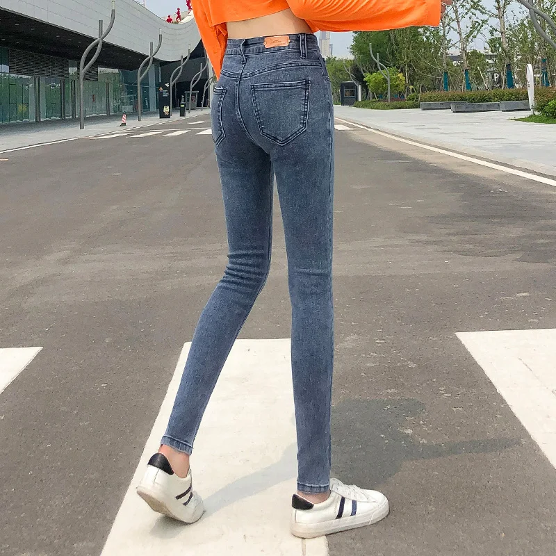 Women Stretch High Waist Classic Retro Jeans Lady Skinny Pants Push Up Leggings Mom Jeans Pencil Trousers Size 34 36 38 40