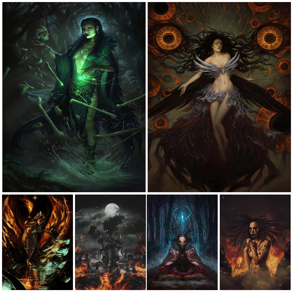 

Swamp Witch And Eye Of Rebirth Wall Art Canvas Painting Decor Curse Of Fallen Angels Posters And Prints For Living Room Unframed