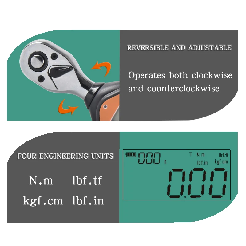 Chiave dinamometrica digitale preimpostata regolabile professionale strumento di riparazione auto bicicletta chiave dinamometrica testa a cricchetto bidirezionale 1/4 "3/8"
