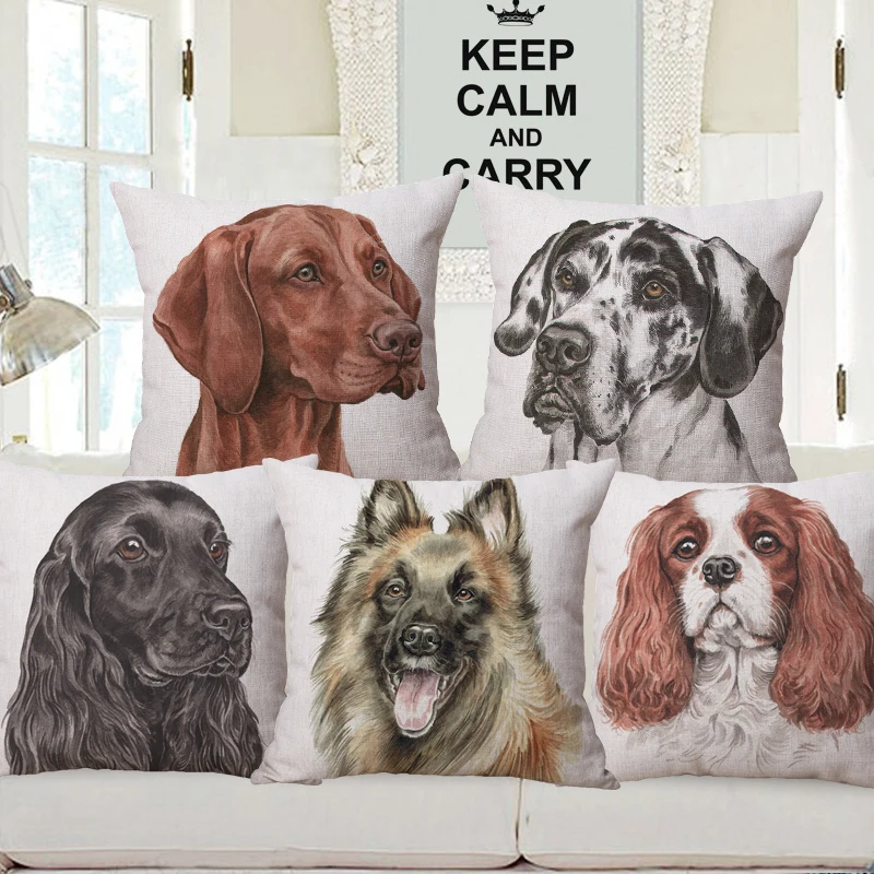 Lurcher Boxer Puppies Cocker Spaniel Dog Alaskan Malamute Cushion Cover Pillow Case For Home Sofa Couch Decoration