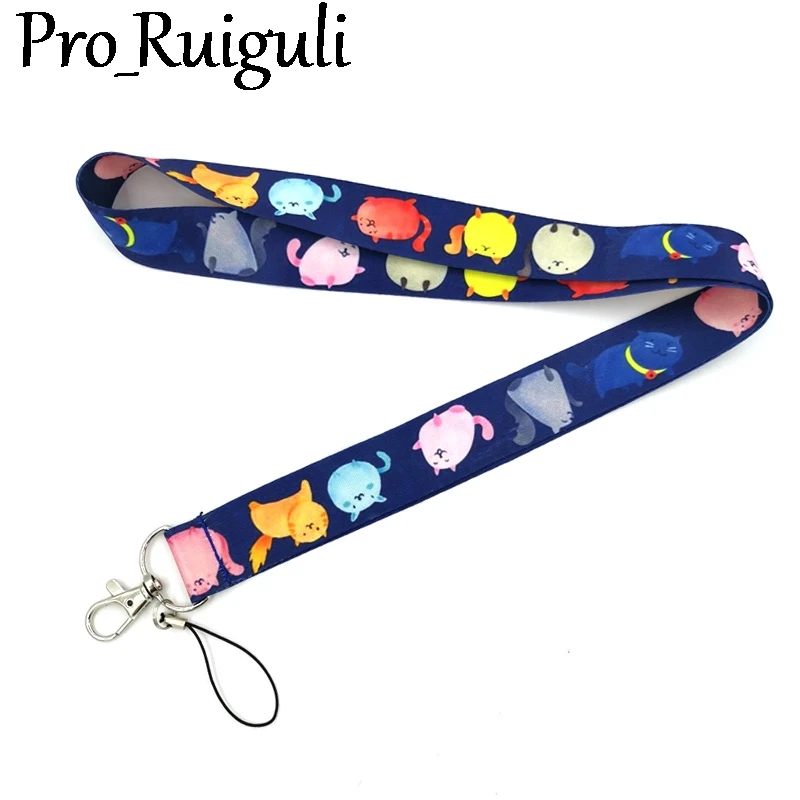 Cartoon Colorful Cats Fashion Lanyard ID Badge Holder Bus Pass Case Cover Slip Bank Credit Card Holder Strap Card Holder