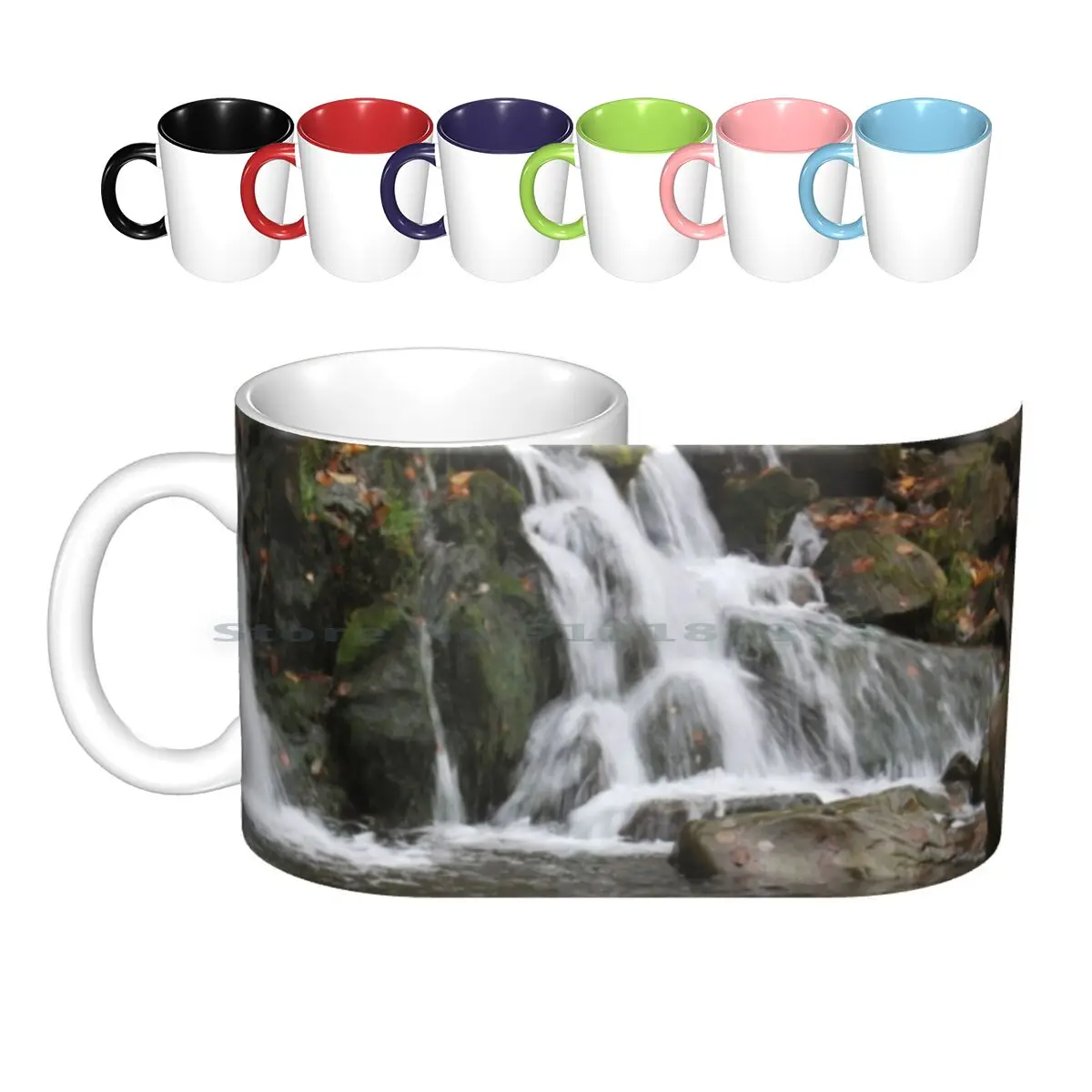 Kamyanka Falls In Autumn Ceramic Mugs Coffee Cups Milk Tea Mug Water Falls Waterfall River Cascade Autumn Kamyanka Skole