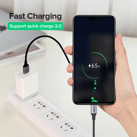 UGREEN Micro USB-кабель 3A нейлоновый USB-кабель для быстрой зарядки для Samsung Xiaomi LG Tablet Android Мобильный телефон USB-шнур для зарядки — внешний вид товара