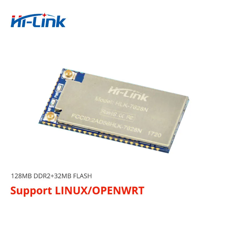 

Free shipping Hi-Link 2pcs/lot UART embedded wifi mt7628 openwrt module RAM128m flash 32M Ethernet Router Module HLK-7628N