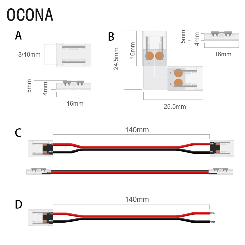 3pcs/Lot High Quality LED Strip Fast Connector for 8mm COB Strips Lights 10mm LED Tape Solderless Joint Easy Connecting