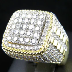 Huitan Trendy Hip Hop Rock  Men Ring  For Party Light Gold  Color Full Bling Iced Out Cubic  Micro Paved CZ Rings Gift Jewelry