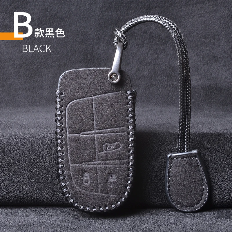 Leather Car Key Cover Case Key Chain Key Chain Protector For Jeep Grand Cherokee Chrysler 300C Renegade Fiat Freemont 2018