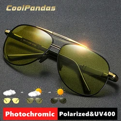 Pilot güneş gözlüğü erkekler kadınlar için fotokromik gözlük polarize sürüş gözlüğü bukalemun Anti parlama önleyici Lens UV400 gafas de sol adam