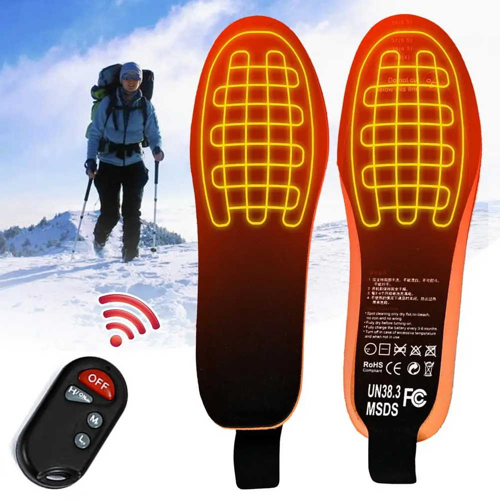 2020 Winter Warm Thermal Rechargeable Heating Insoles EVA Electric Heated Insoles With Remote Control  For Camping Hiking Skiing