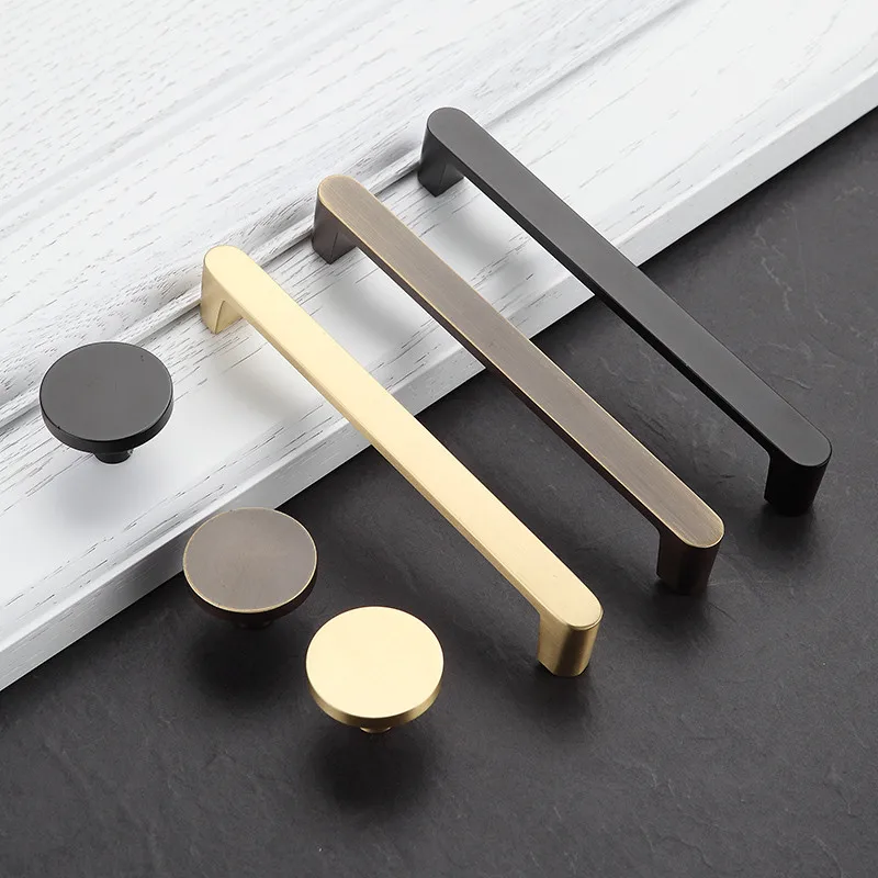 Modern Gold Black Coffer Knob Pure Copper Kitchen Cabinet Handles Cupboard Door Pulls Drawer Knobs Brass Furniture Hardware