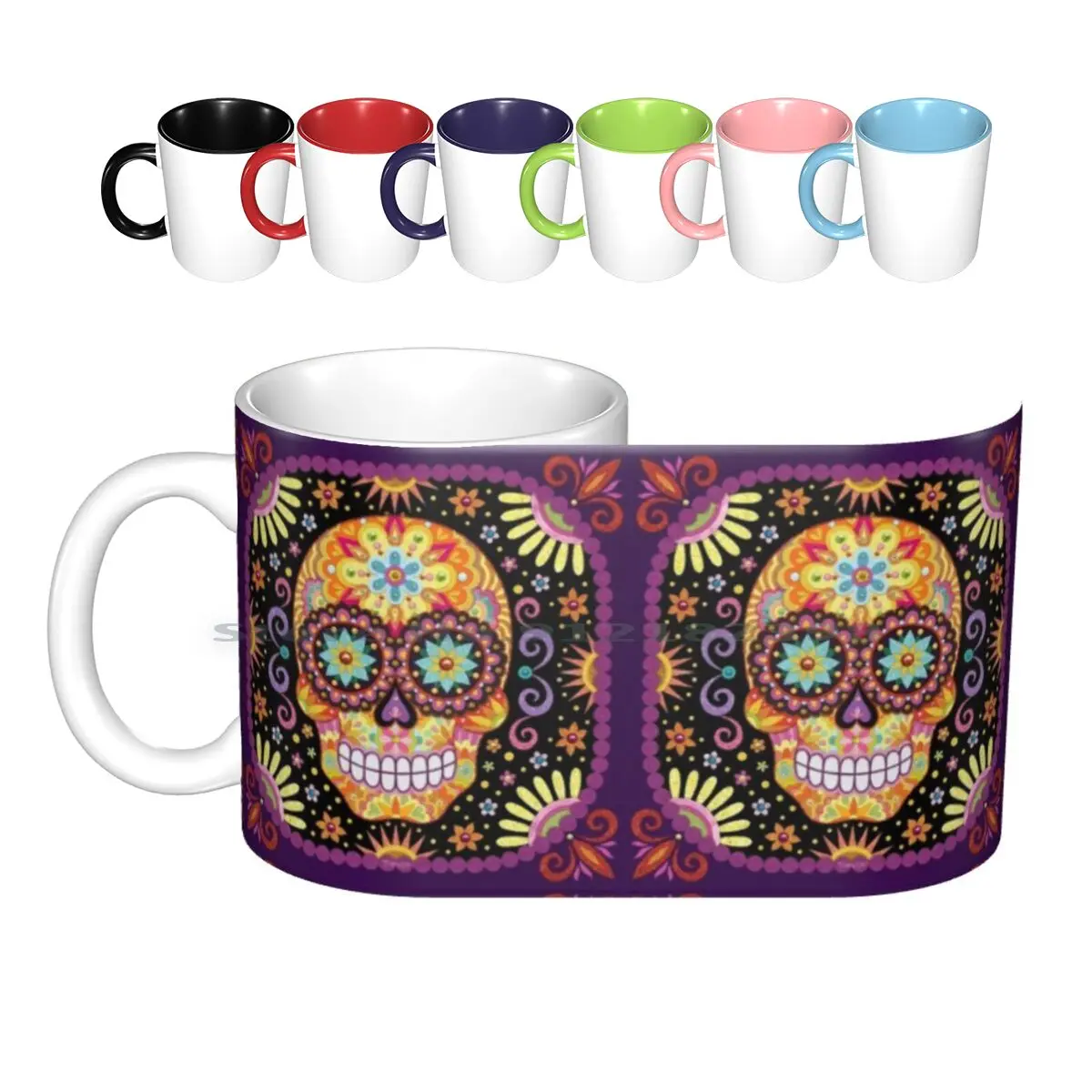 Sugar Skull Art By Thaneeya Mcardle-Viva Ceramic Mugs Coffee Cups Milk Tea Mug Sugar Skull Day Of The Dead Dia De Muertos Dia