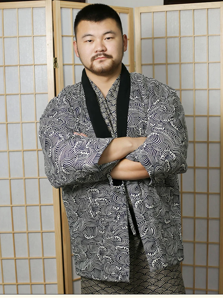 Haori-cárdigan tradicional japonés para hombre y mujer, Kimono cálido de algodón, pijamas de estilo folclórico asiático, Harajuku, Samurai, Yukata,