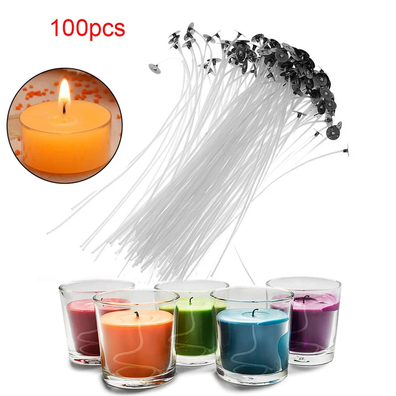 100pcs Candle Wick Cotton Cores Smokeless Wax Pure Cotton Core DIY Party Candle Making Pre-waxed Wicks Candle Making Supplies