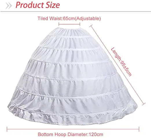 Sumptuous 6 Hoop rok dalam Crinoline rok penuh A-line panjang lantai gaun pengantin gaun bola Slip untuk wanita