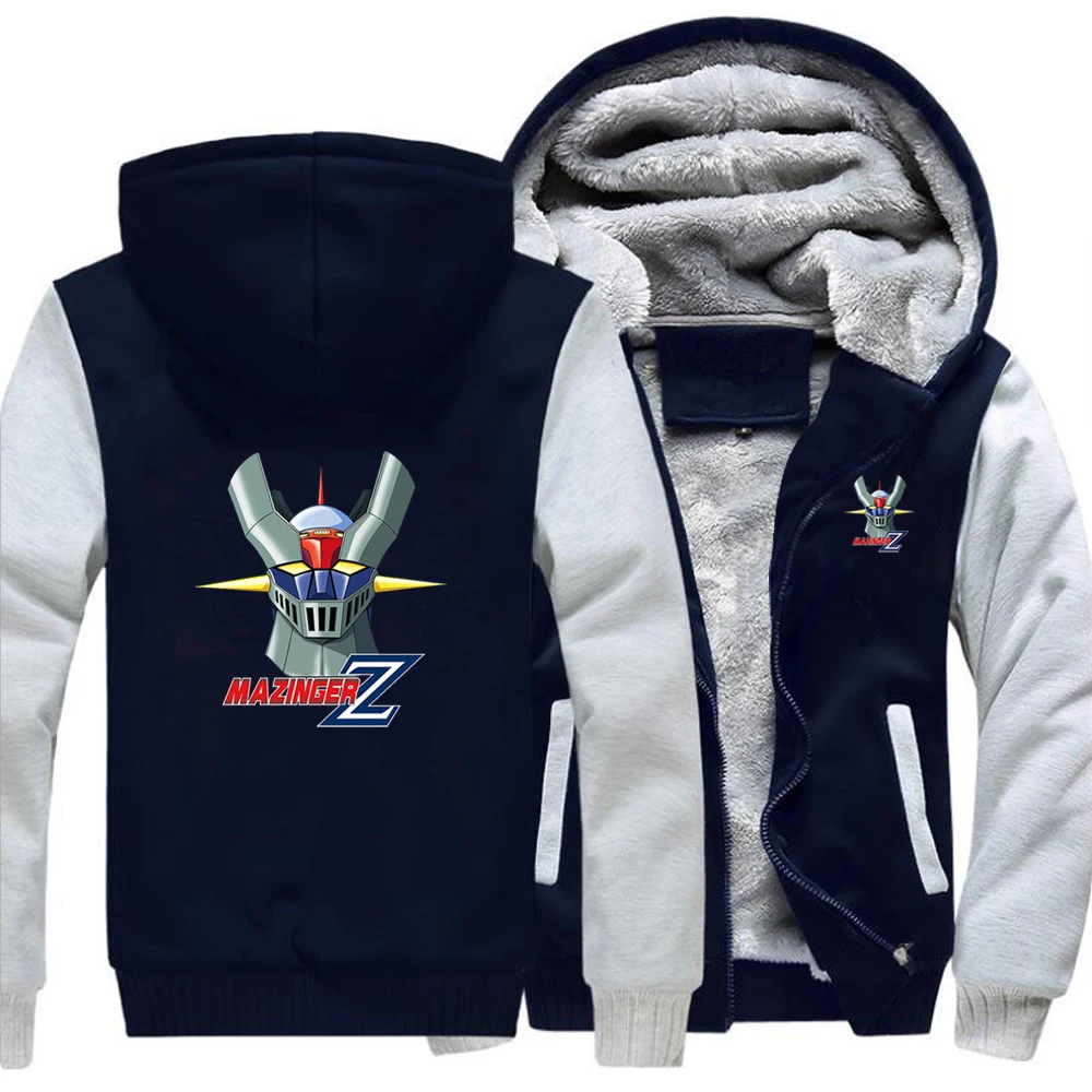 

Mazinger Z Men Jackets Anime Old Classic Manga Robot Movie Hoodie Street Winter Warm Thick Top Printed Fitted Sweatshirt Coat