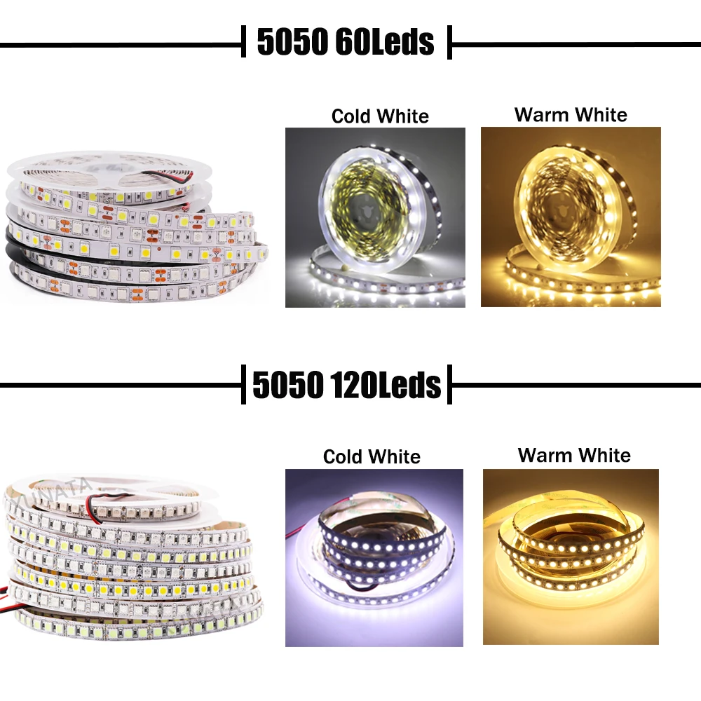5M RGB LED Strip Light 12V 5050 5054 Flexible LED Ribbon Tape 60/120 Led Rope Light Waterproof Stripe Light Diode Tape for Decor