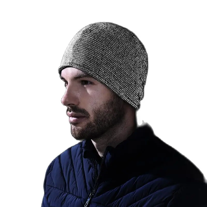 CAMOLAND Reflective Beanies Hat For Men Women Warm Skullies Bonnet Hat Hedging Cap Female Autumn Winter Plus Fleece Knitted Hats