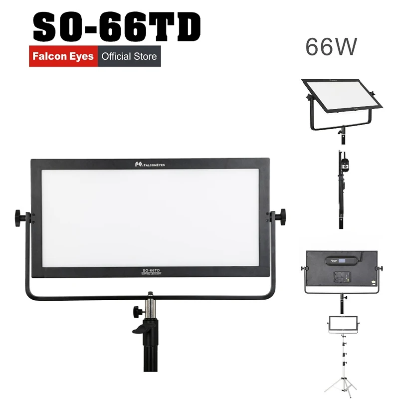 FalconEyes Led Video Soft Panel Light 66W 2.4G Mutual Control For Interview Fotografia Continuous Lighting Studio Lamp SO-66TD