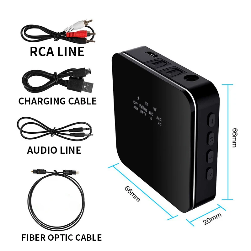 B23 Bluetooth V5.0 Transmitter Receiver Aux Adapter 600mAh Wireless Audio Streaming Receiver Transmitter for Non-Bluetooth Devic