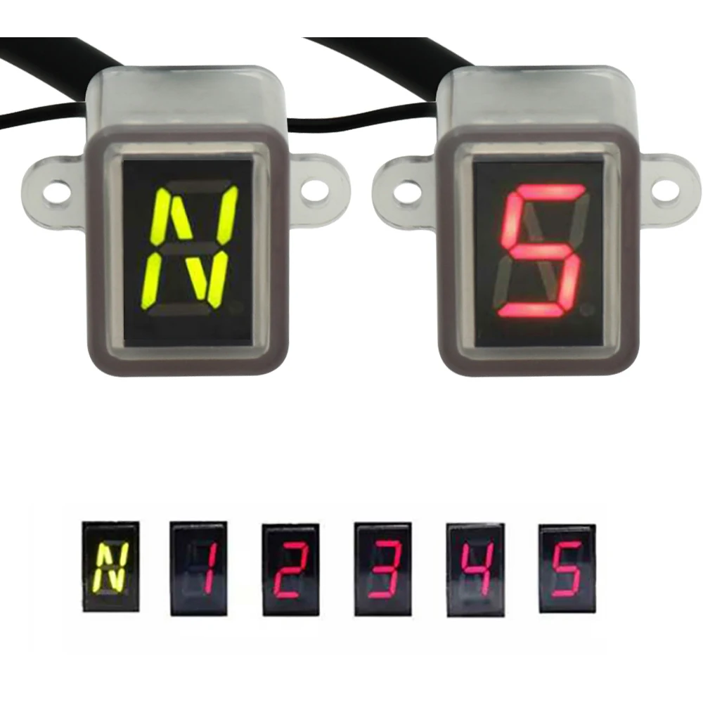 Motorcycle Speedometer Electronic for Motorcycle Dashboard 6 Speed Display Digital LED Light Neutral Gear Indicator Display