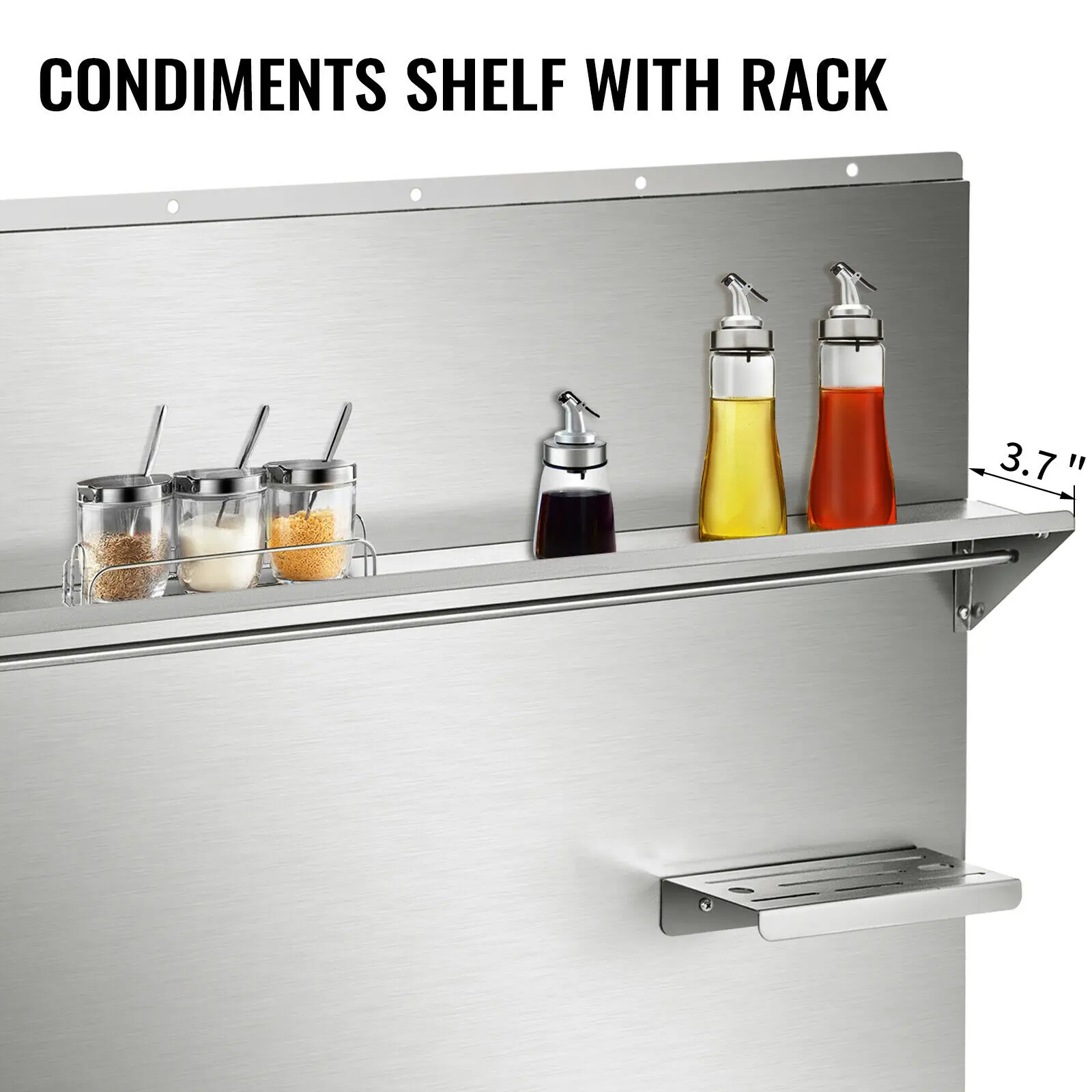 Vevor multi-tamanho gama backsplash aço inoxidável com faca/condimentos prateleira conveniente empresa estrutura simples cozinha uso doméstico