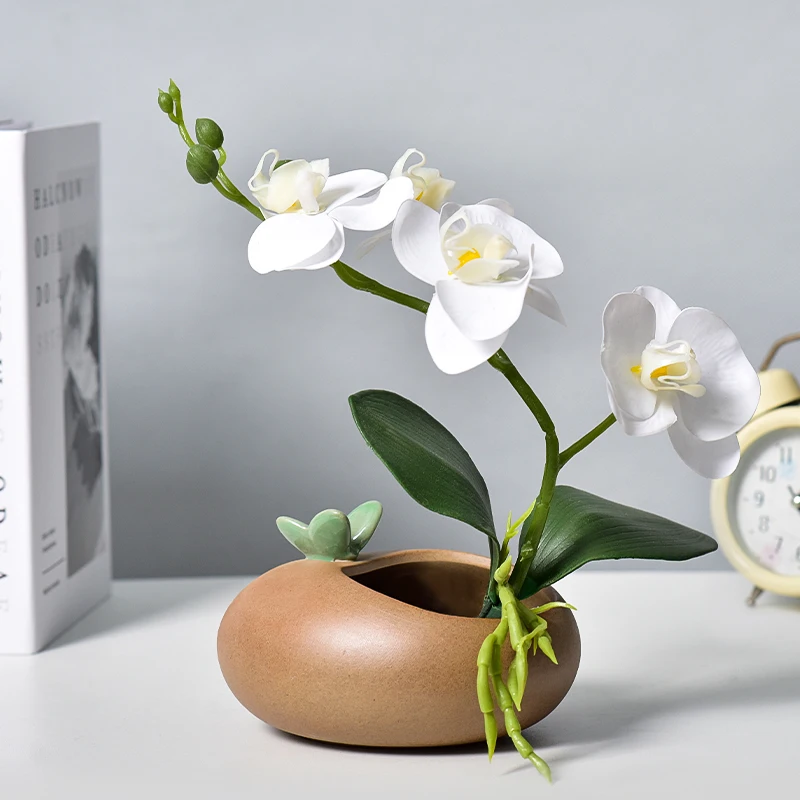 

Modern Ceramic Vase Fake Phalaenopsis Flower Pot Accessories Coffee Table Accessorie Decoration Home Livingroom Ornaments Crafts