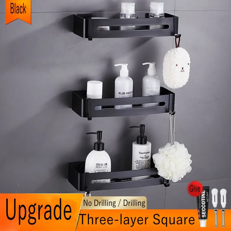 Bathroom Racks Toilet Quare/Triangular Free Drilling Toilet Wall Hanging Space Aluminum Bath Toilet Vanity Storage Rack Triangle