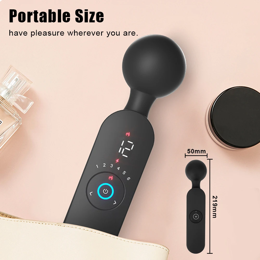 Magic Wand 12 Modes 6 Speeds Smart Digital Display Heating Vibrator G Spot Clitoris Stimulator Sex Toys for Women Adults