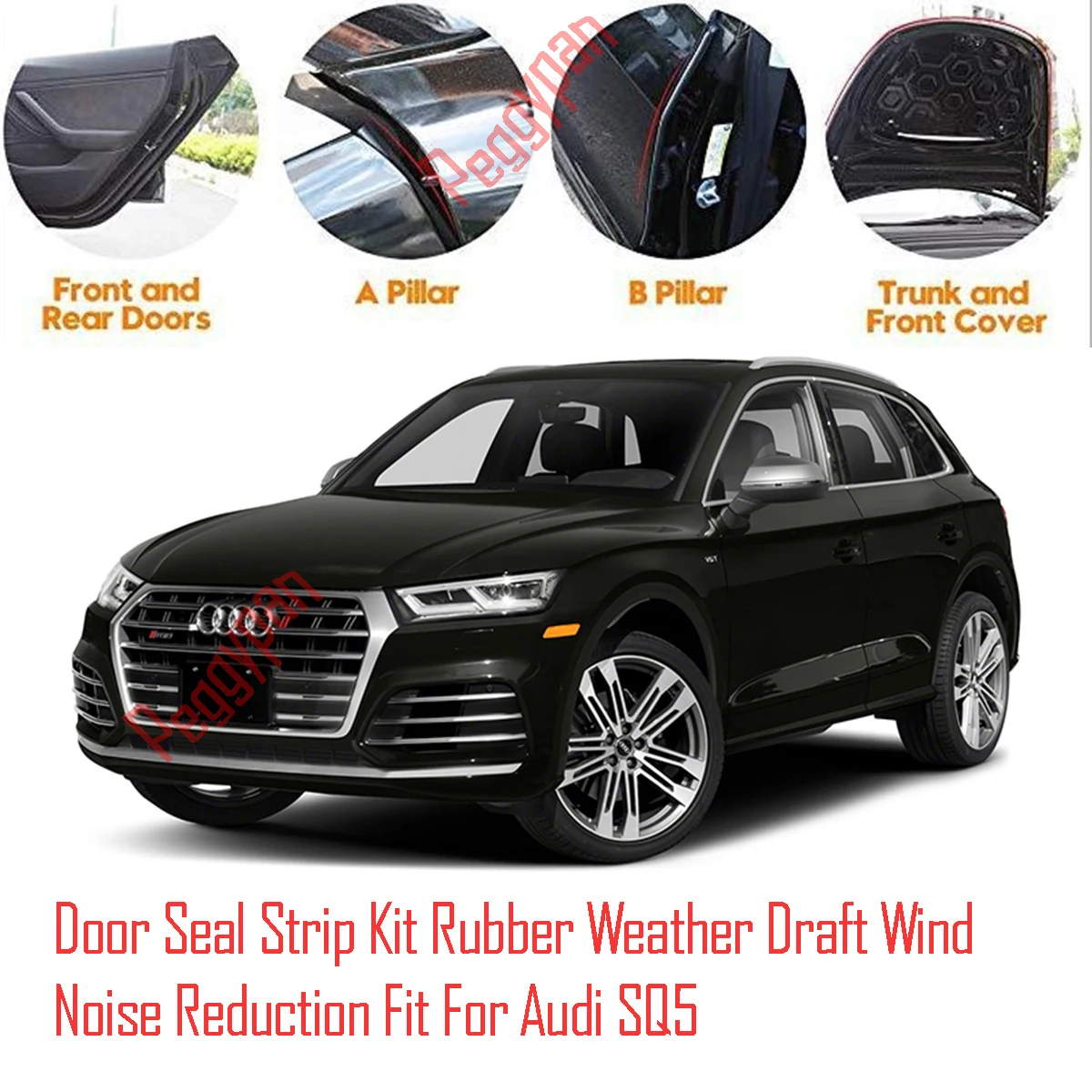 

Door Seal Strip Kit Self Adhesive Window Engine Cover Soundproof Rubber Weather Draft Wind Noise Reduction Fit For Audi SQ5