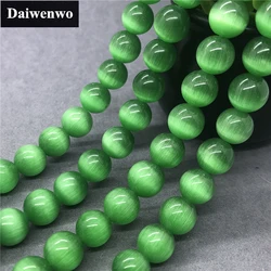 Green Cat's Eye Beads Stone Round 4-12mm Gemstone Loose Spacer DIY Dreamcatcher